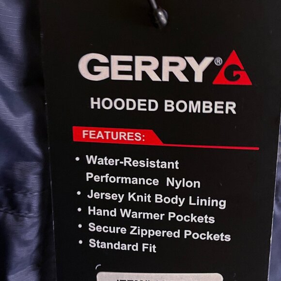NEW Mens Gerry Hooded Bomber Jacket M NWT Blue Lined Water Resistant Nylon - Picture 3 of 14